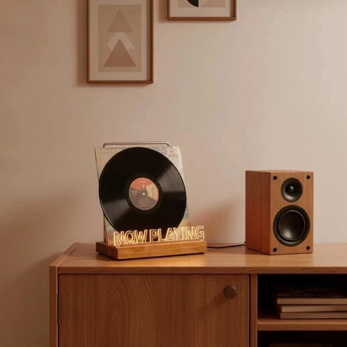 Now playing vinyl - record, stand