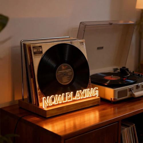 Led vinyl record holder - record, light